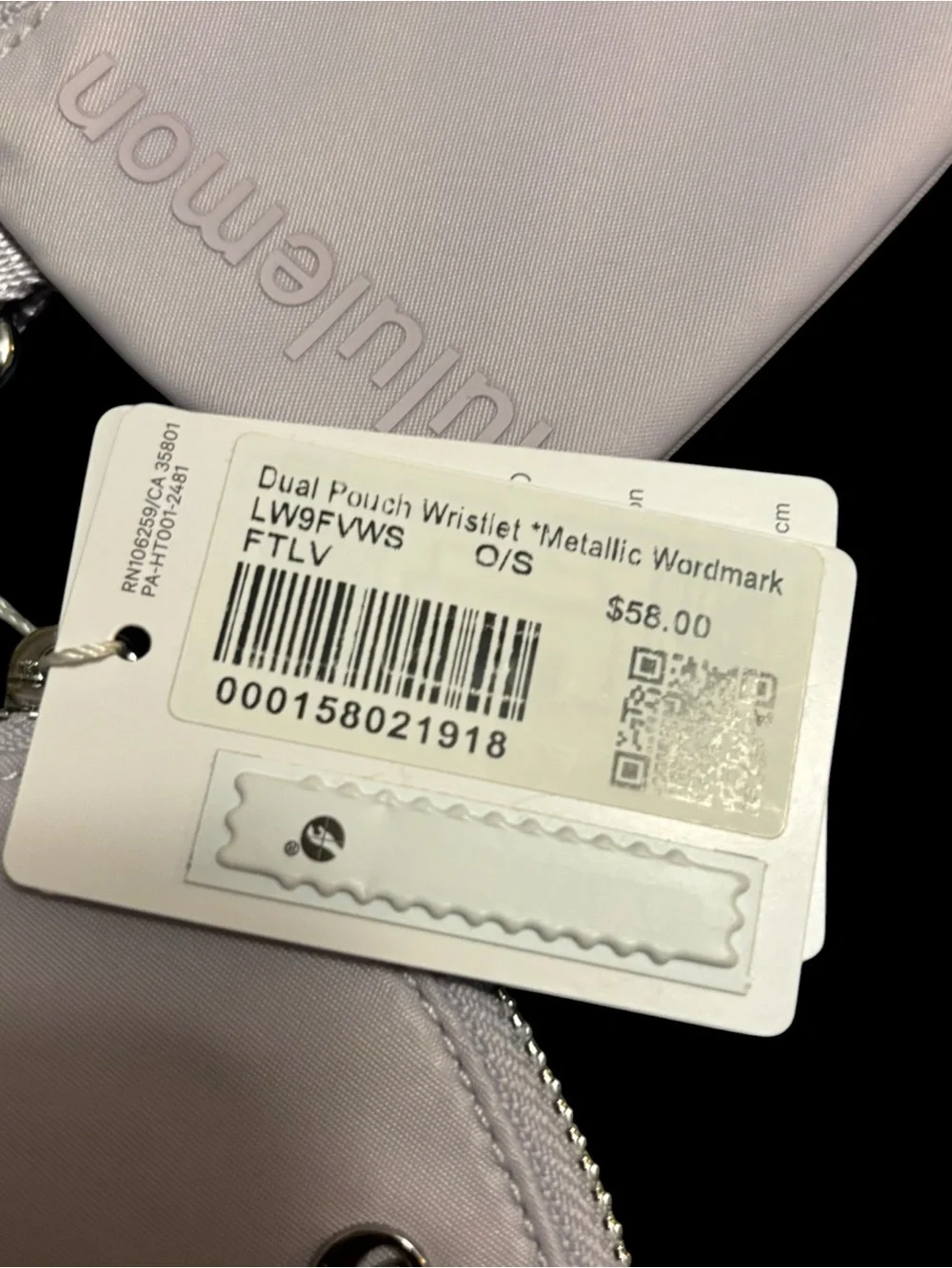NWT lululemon dual pouch wristlet with metallic wordmark